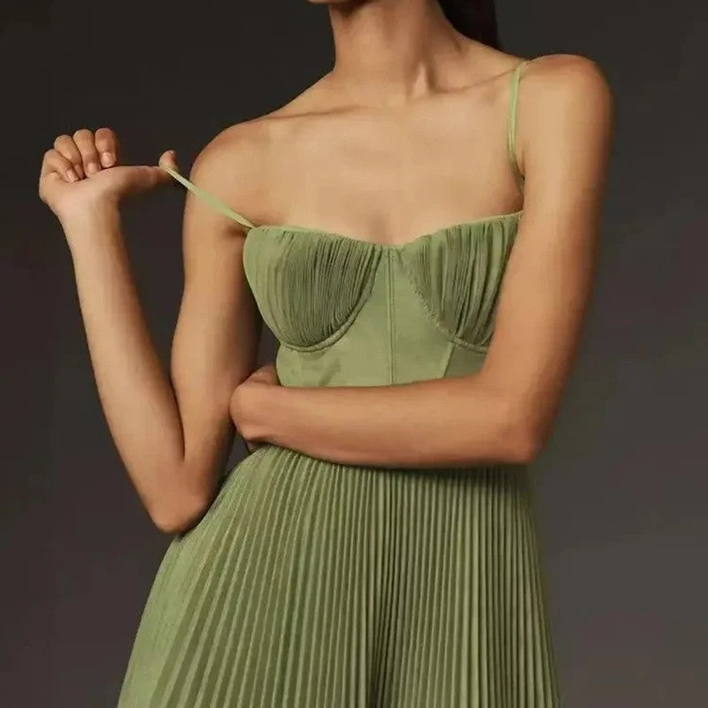 Verona Pleated Suspender Dress oaklynwear
