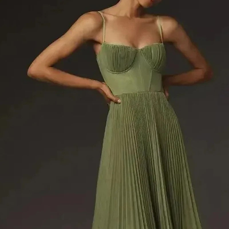 Verona Pleated Suspender Dress oaklynwear