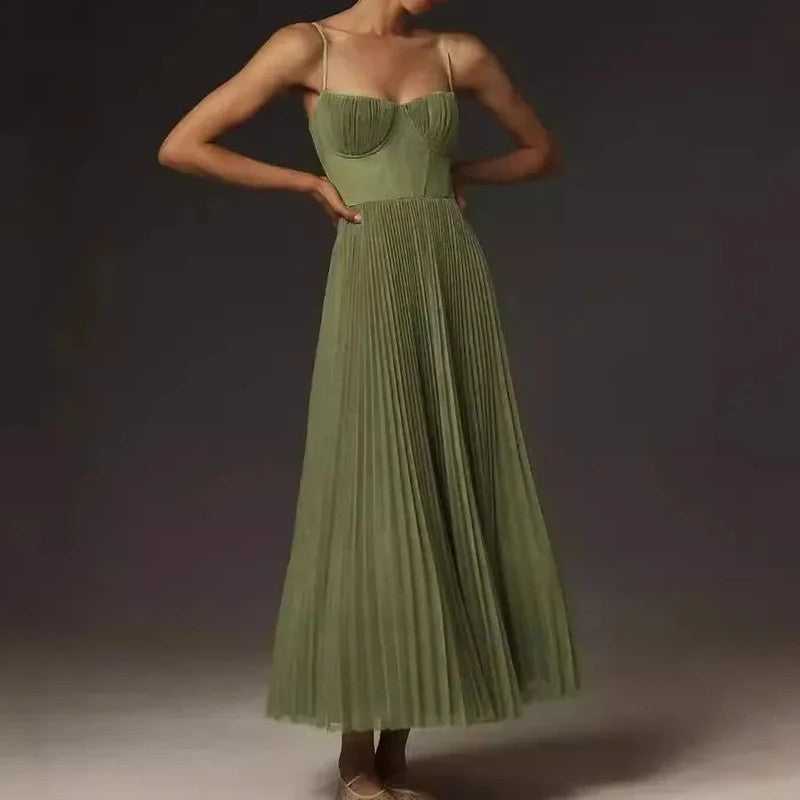 Verona Pleated Suspender Dress oaklynwear