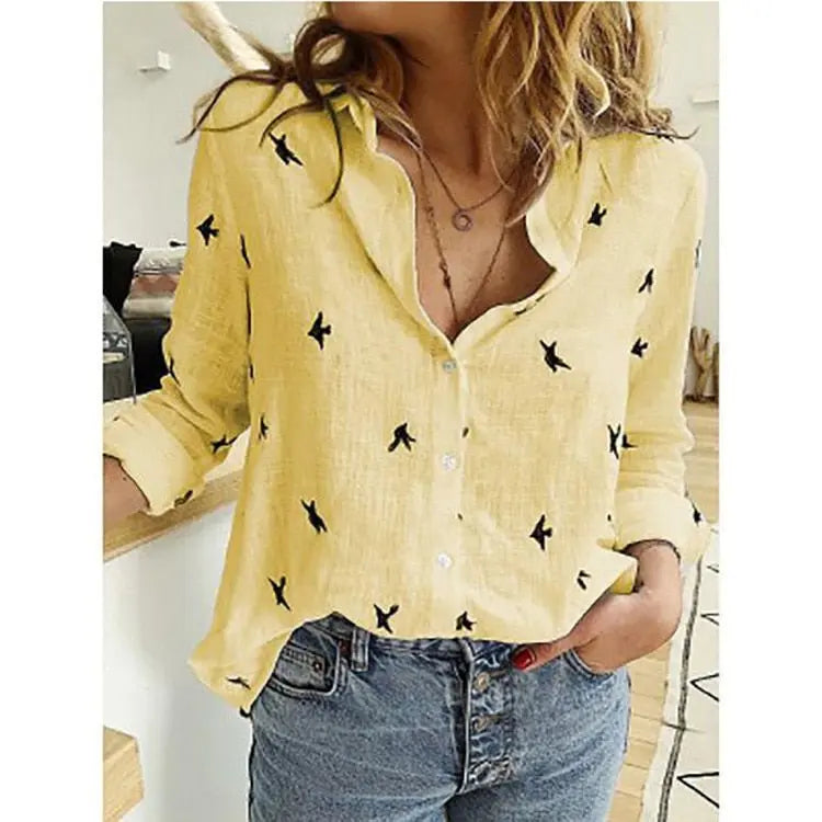 Women’s Linen Blouse – Lightweight Casual Button Up Shirt Loose Fit Summer Top oaklynwear