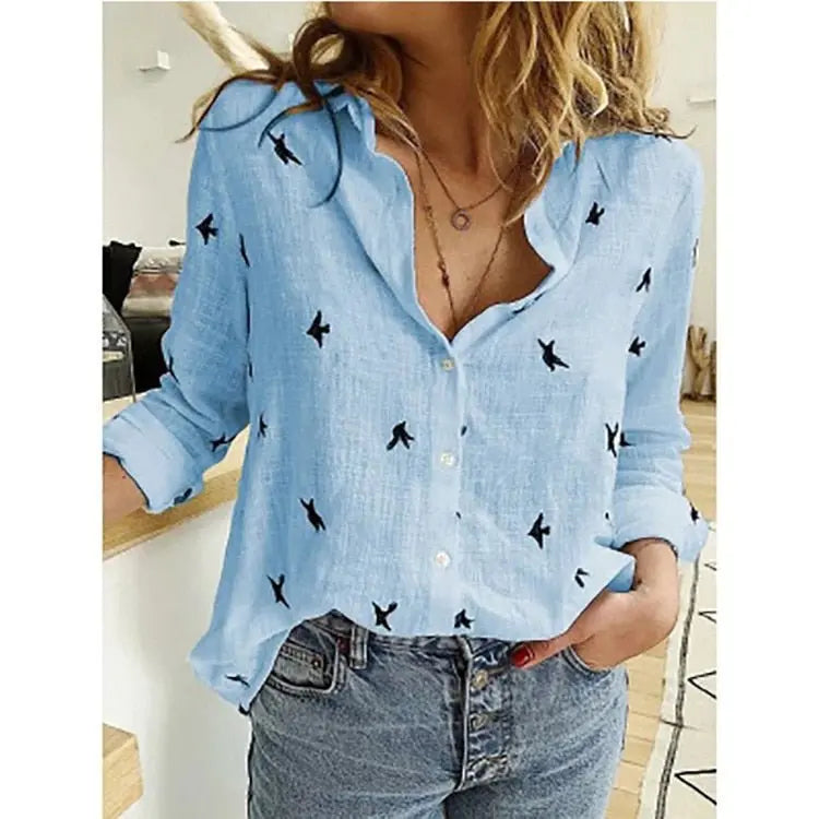 Women’s Linen Blouse – Lightweight Casual Button Up Shirt Loose Fit Summer Top oaklynwear