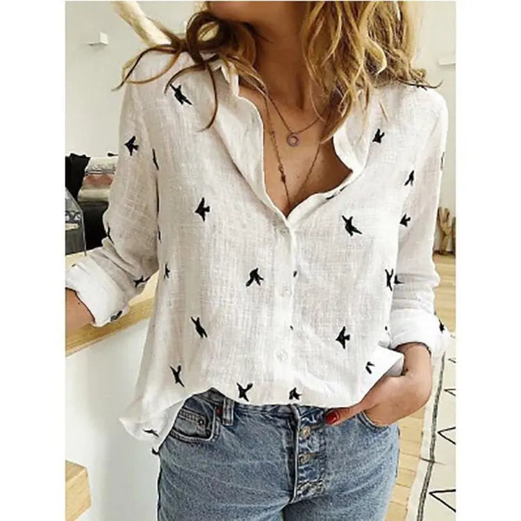 Women’s Linen Blouse – Lightweight Casual Button Up Shirt Loose Fit Summer Top oaklynwear