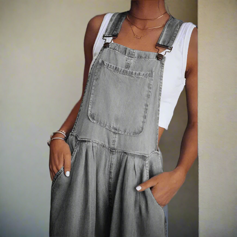 Wide Leg Denim Overalls oaklynwear