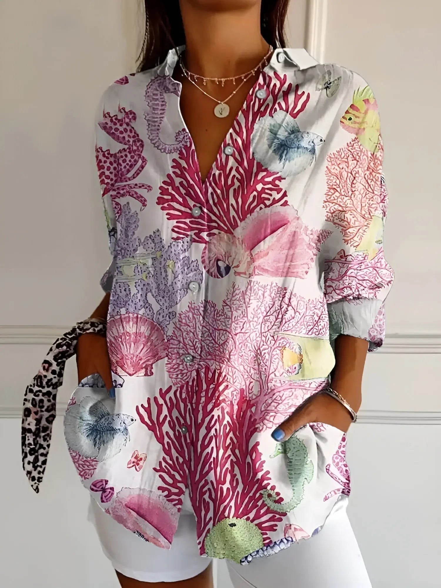 Women’s Button Down Shirt – Long Sleeve Collared Blouse Casual Work Top with Pocket oaklynwear