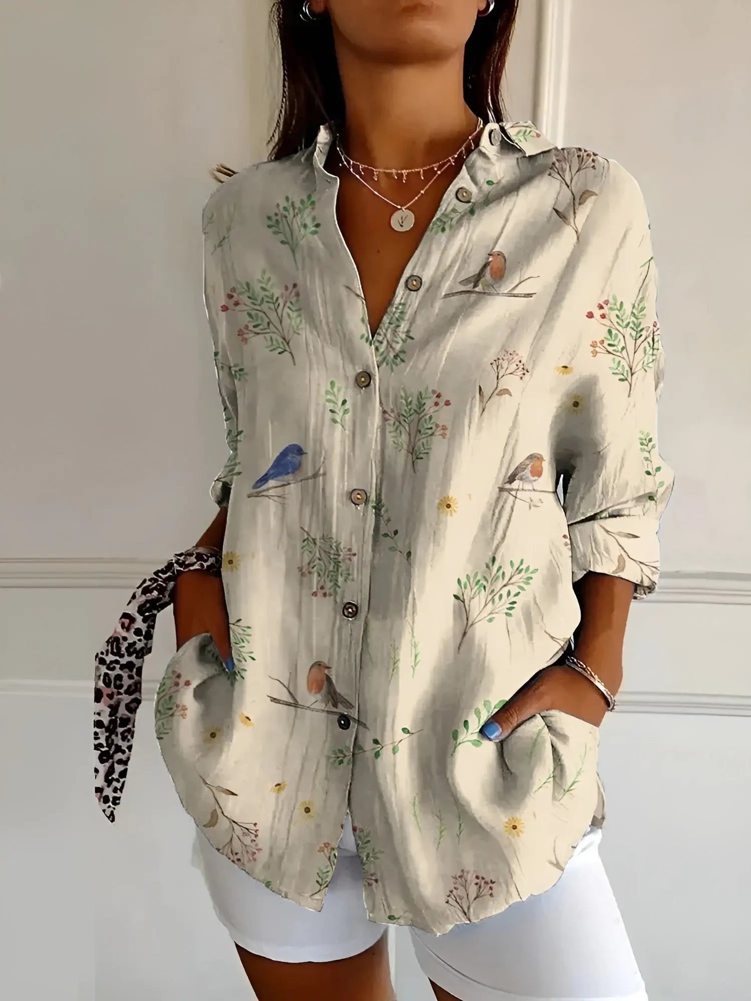 Women’s Button Down Shirt – Long Sleeve Collared Blouse Casual Work Top with Pocket oaklynwear