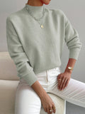 Amelia | Mock Turtleneck Relaxed Fit Sweater with Ribbed Cuffs, Soft Everyday Knit oaklynwear