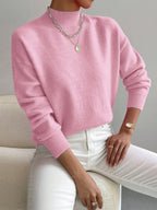 Amelia | Mock Turtleneck Relaxed Fit Sweater with Ribbed Cuffs, Soft Everyday Knit oaklynwear