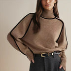 Charlotte | Oversized Colorblock Turtleneck Sweater with Ribbed Collar, Cozy Winter Knit oaklynwear